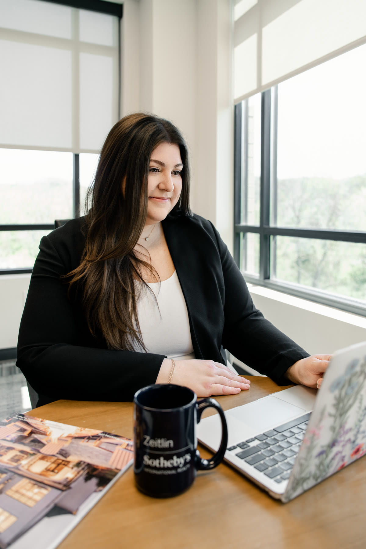 Real estate agent working on content